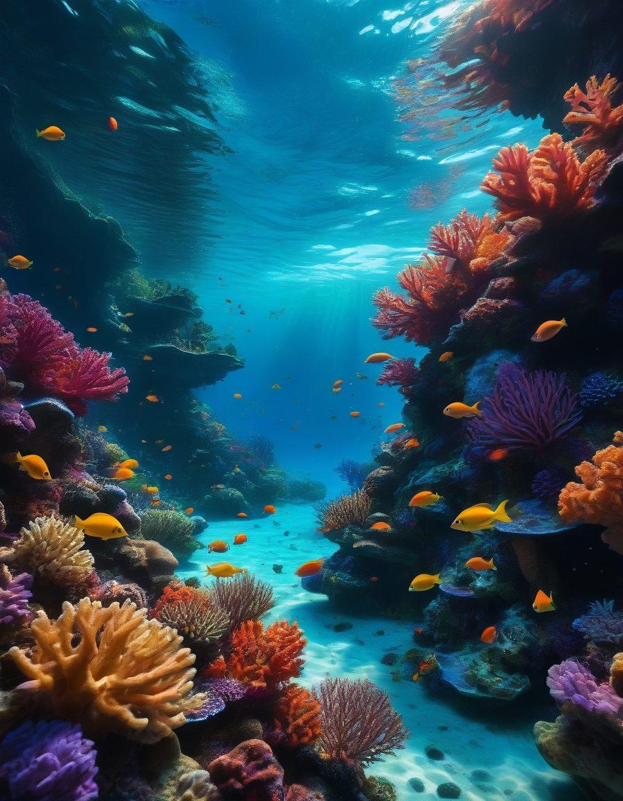 A captivating underwater scene featuring a glowing coral reef illuminated by soft, ethereal light. In the foreground, suggestive silhouettes of diverse couples enjoy intimate moments amidst colorful fish and gentle waves. The atmosphere is enchanting and relaxing, evoking sensuality and exploration. Flowing currents and bubbles add a dynamic touch, enhancing the allure of the underwater paradise. 3D. vibrant colors. super-realistic.